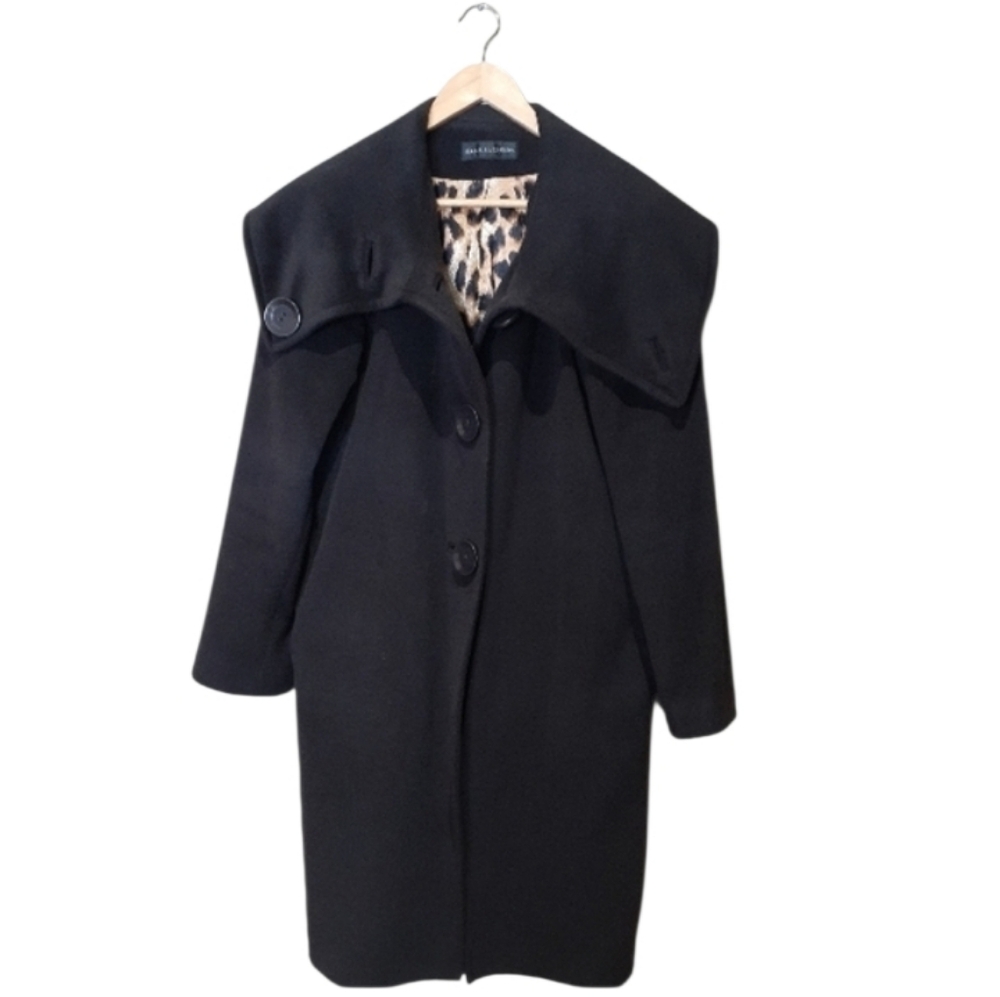 Dana Buchman Women's Angora Wool Overcoat Jacket Brown Leopard Size 12